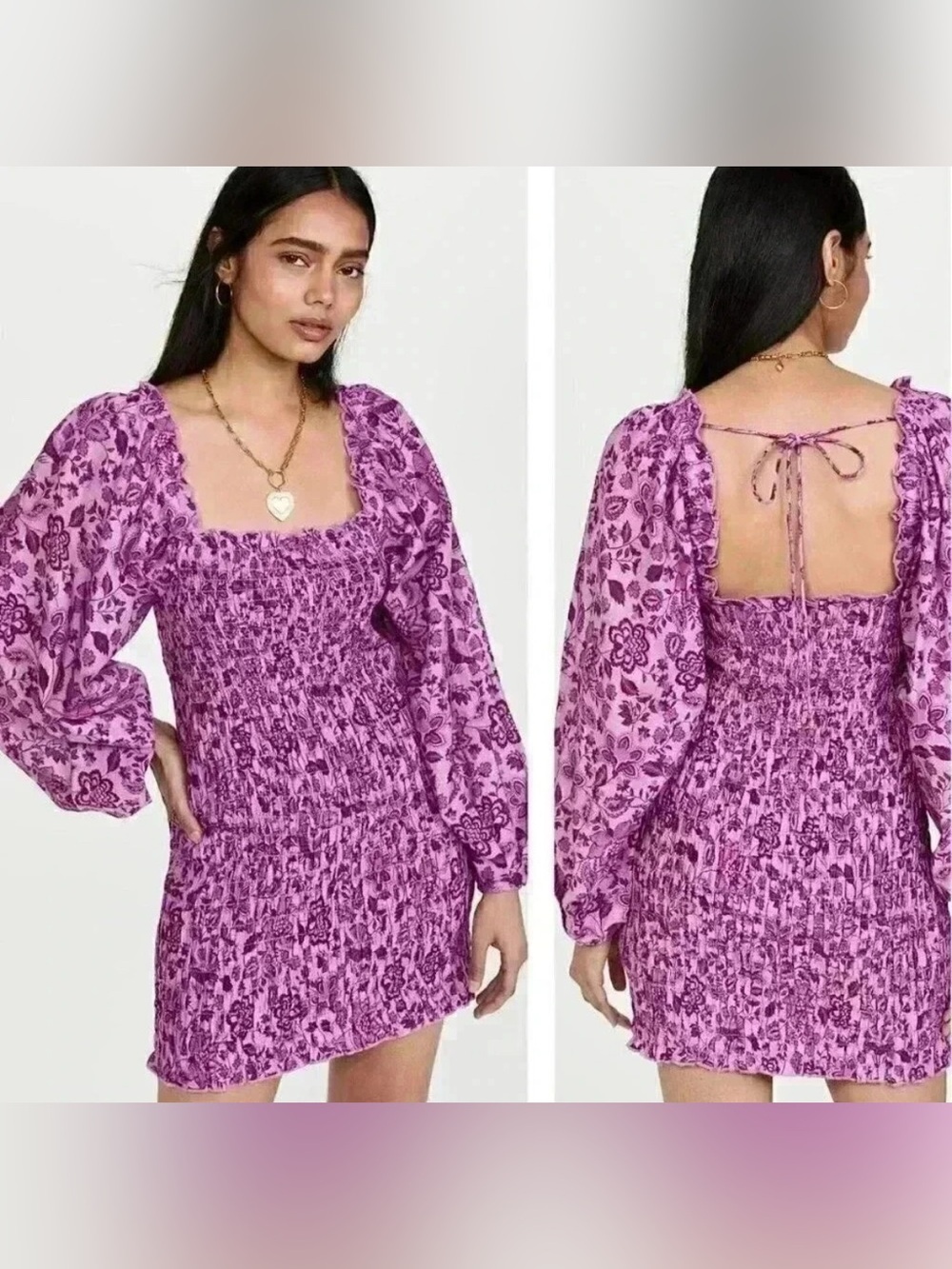 Free People Smock It To Me Mini Dress Azalea Size XS Cottagecore